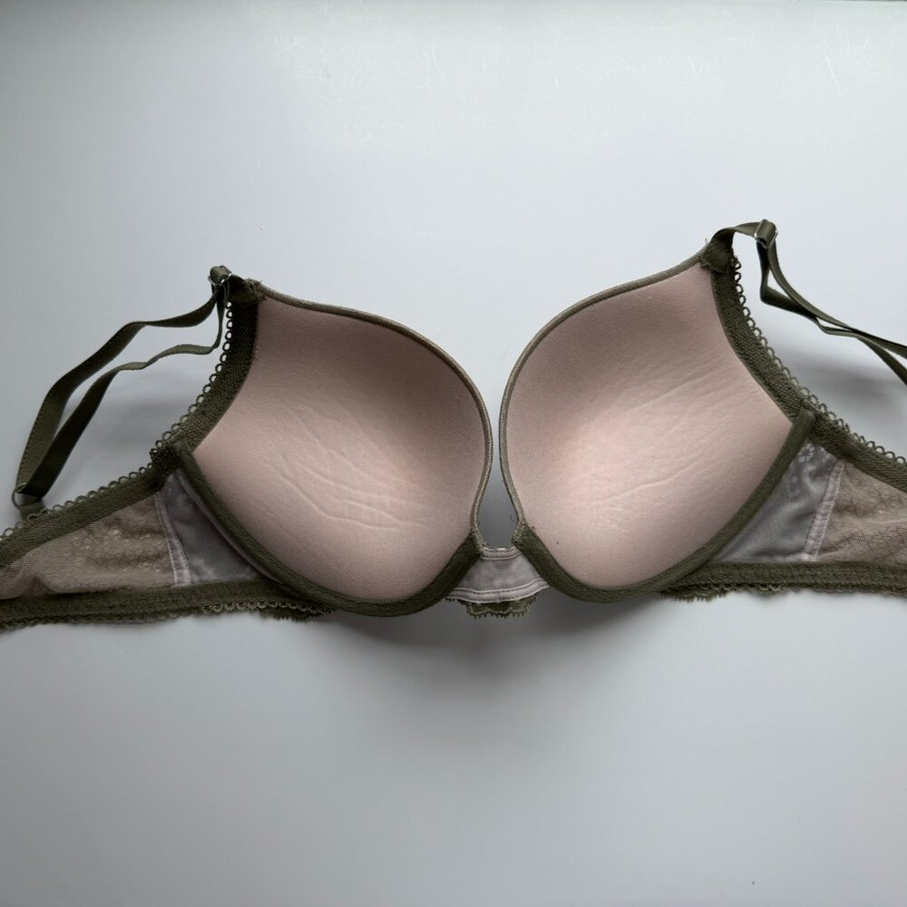 Victoria's Secret 32DD Dream angels Push-Up Bra Green Lace over Cream - Picture 7 of 8